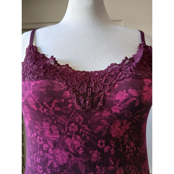 Lane Bryant Women Floral 14/16 Tank Top Layering Cotton sleeveless Cami Burgundy - Picture 8 of 14